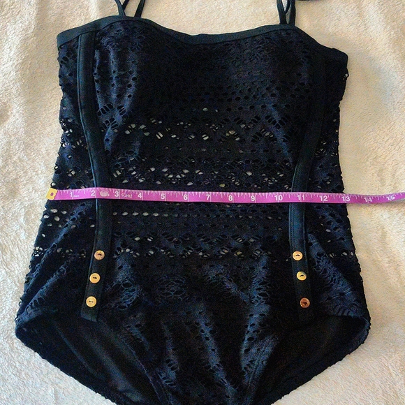 One Piece Black Knit Monokini Swimsuit with Straps Crochet Swimwear - Picture 10 of 10